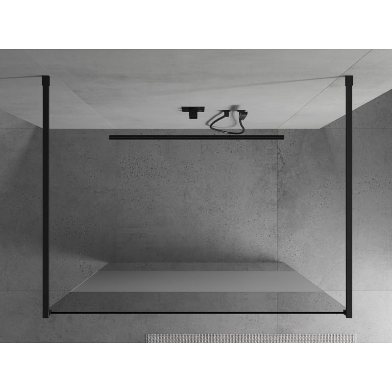 Mexen Kioto free-standing shower wall 120 x 200 cm, transparent/frosted 8 mm, black - 800-120-002-70-35