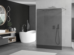 Mexen Kioto freestanding shower wall 110 x 200 cm, graphite 8 mm, chrome - 800-110-002-01-40