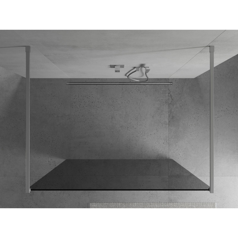 Mexen Kioto freestanding shower wall 110 x 200 cm, graphite 8 mm, chrome - 800-110-002-01-40