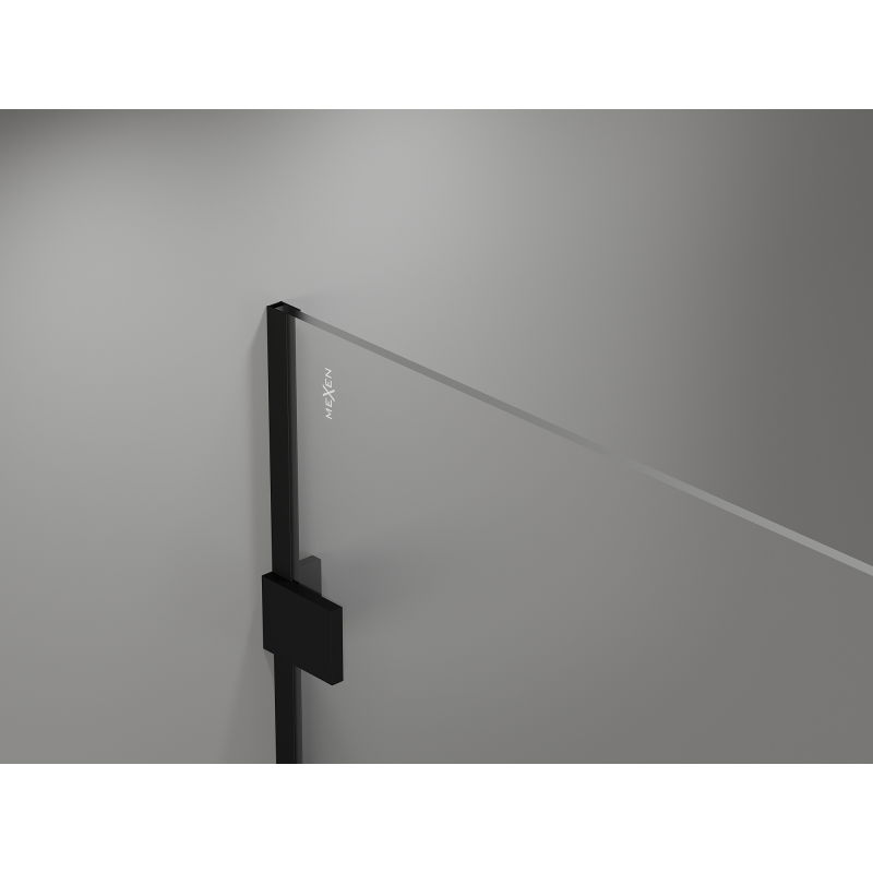 Mexen Lunar Walk-in Shower Wall Right 140 x 200 cm, Transparent 8 mm, Black - 830-140-000-70-00-P