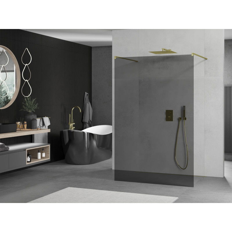 Mexen Kioto freestanding shower wall 120 x 200 cm, graphite 8 mm, gold - 800-120-002-50-40