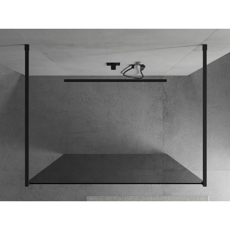 Mexen Kioto freestanding shower wall 110 x 200 cm, 8 mm graphite, black - 800-110-002-70-40