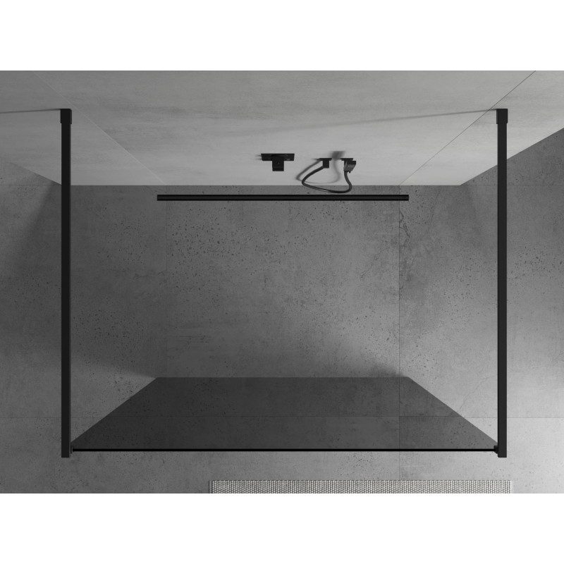 Mexen Kioto freestanding shower wall 110 x 200 cm, graphite 8 mm, black - 800-110-002-70-40