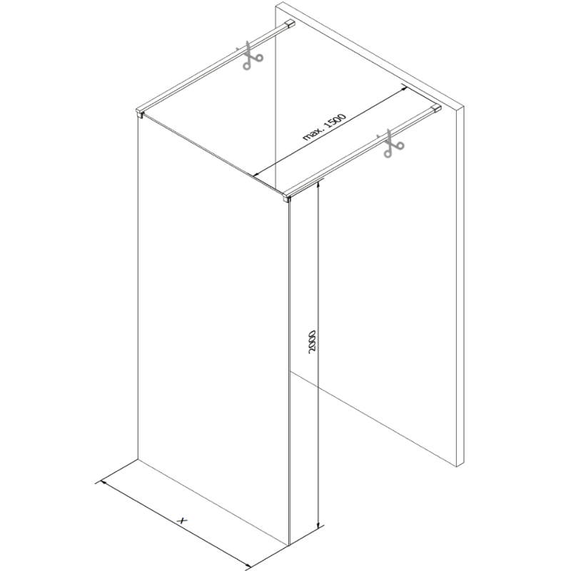 Mexen Kioto freestanding shower wall 100 x 200 cm, mirror 8 mm, chrome - 800-100-002-01-50