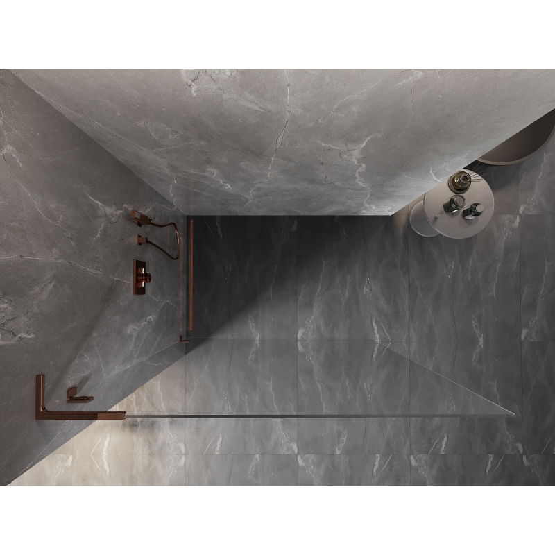 Mexen Lunar L Shower Wall Walk-in Left 120 x 200 cm, Transparent 8 mm, Rose Gold - 830L-120-000-60-00-L