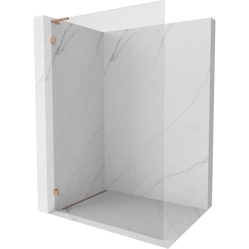 Mexen Lunar L Walk-in Shower Wall Left 60 x 200 cm, Transparent 8 mm, Brushed Copper - 830L-060-000-65-00-L