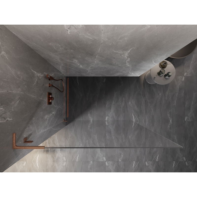 Mexen Lunar L Walk-in Shower Wall Left 110 x 200 cm, Transparent 8 mm, Brushed Copper - 830L-110-000-65-00-L