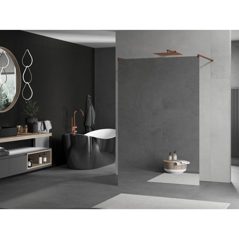 Mexen Kioto 110 x 200 cm Freestanding Shower Screen, Mirror 8 mm, Rose Gold - 800-110-002-60-50