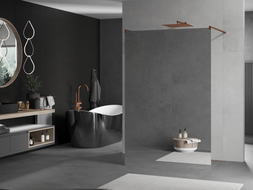 Mexen Kioto freestanding shower wall 110 x 200 cm, mirror 8 mm, rose gold - 800-110-002-60-50