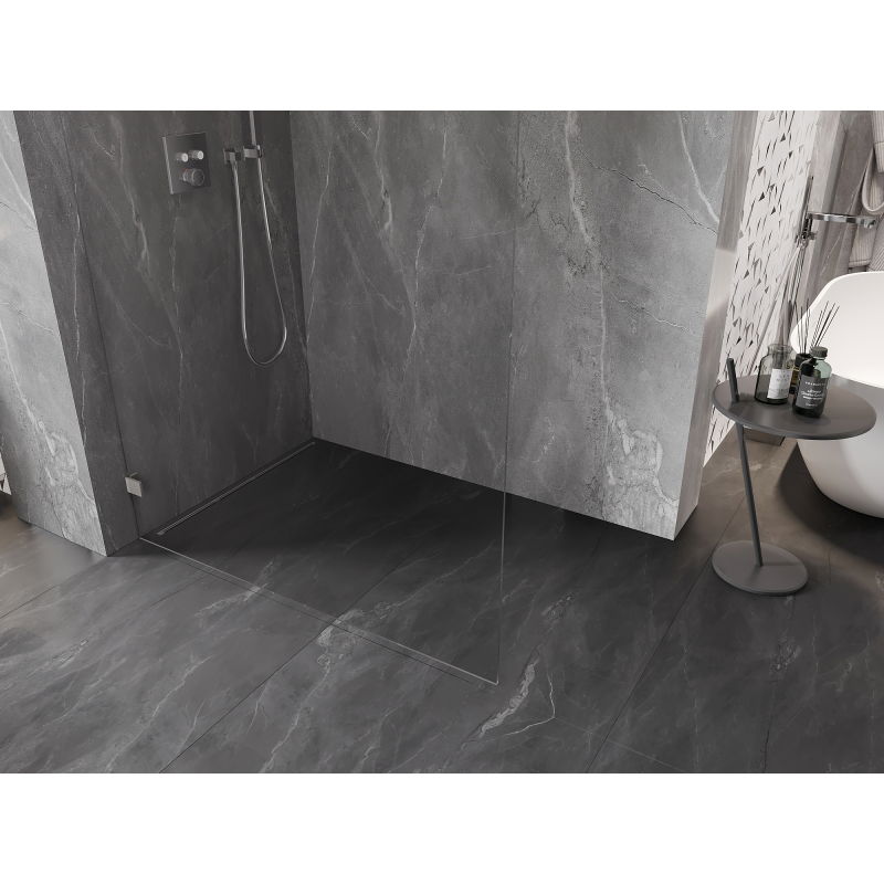 Mexen Lunar L Walk-in Shower Wall Left 70 x 200 cm, transparent 8 mm, brushed nickel - 830L-070-000-97-00-L