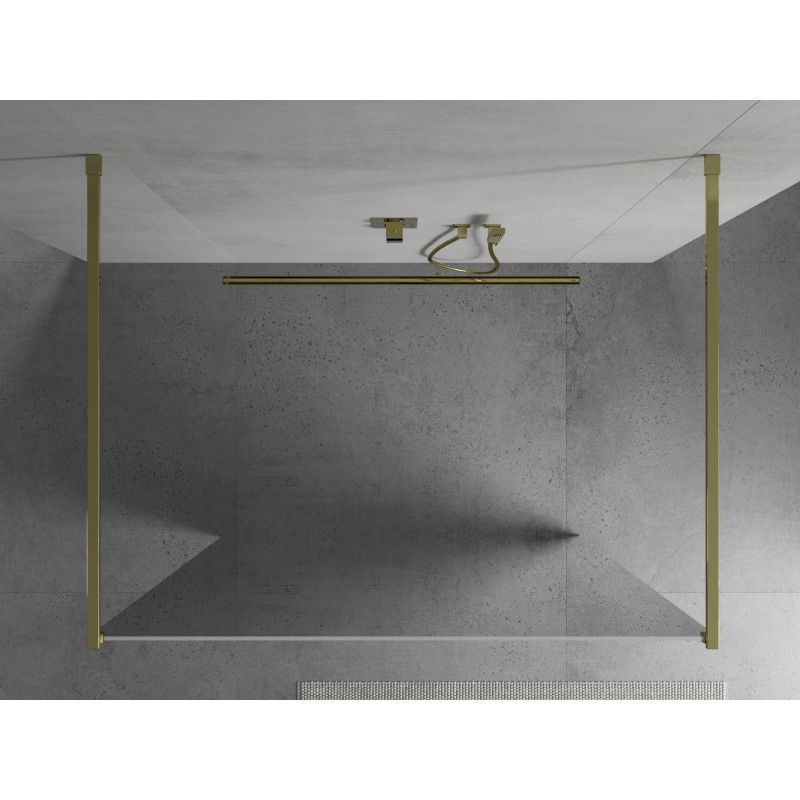 Mexen Kioto freestanding shower wall 100 x 200 cm, mirror 8 mm, gold - 800-100-002-50-50