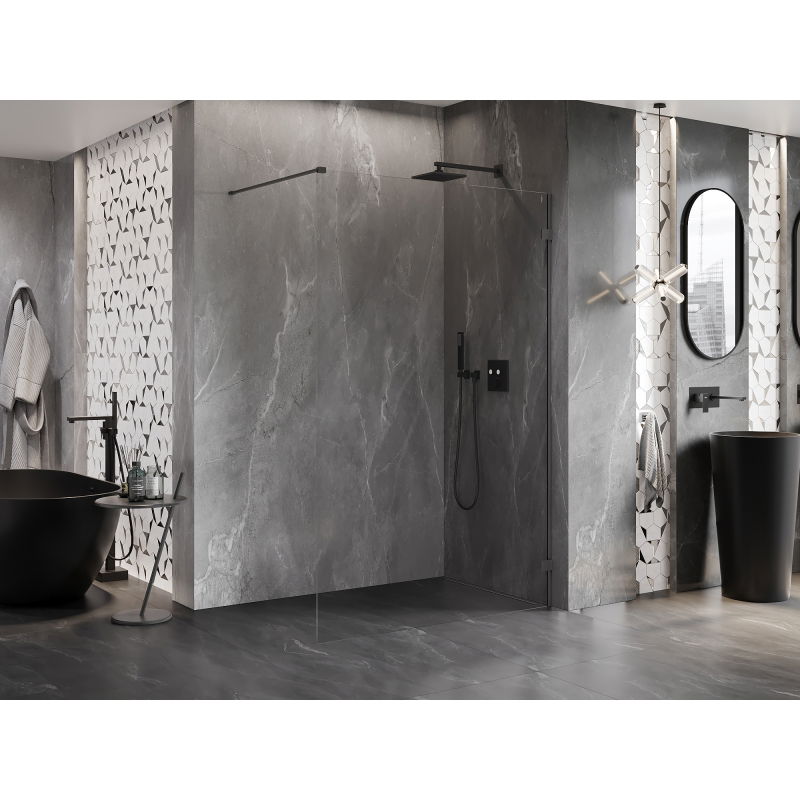 Mexen Lunar Walk-in Shower Wall Right 140 x 200 cm, Transparent 8 mm, Gun Metal - 830-140-000-95-00-P