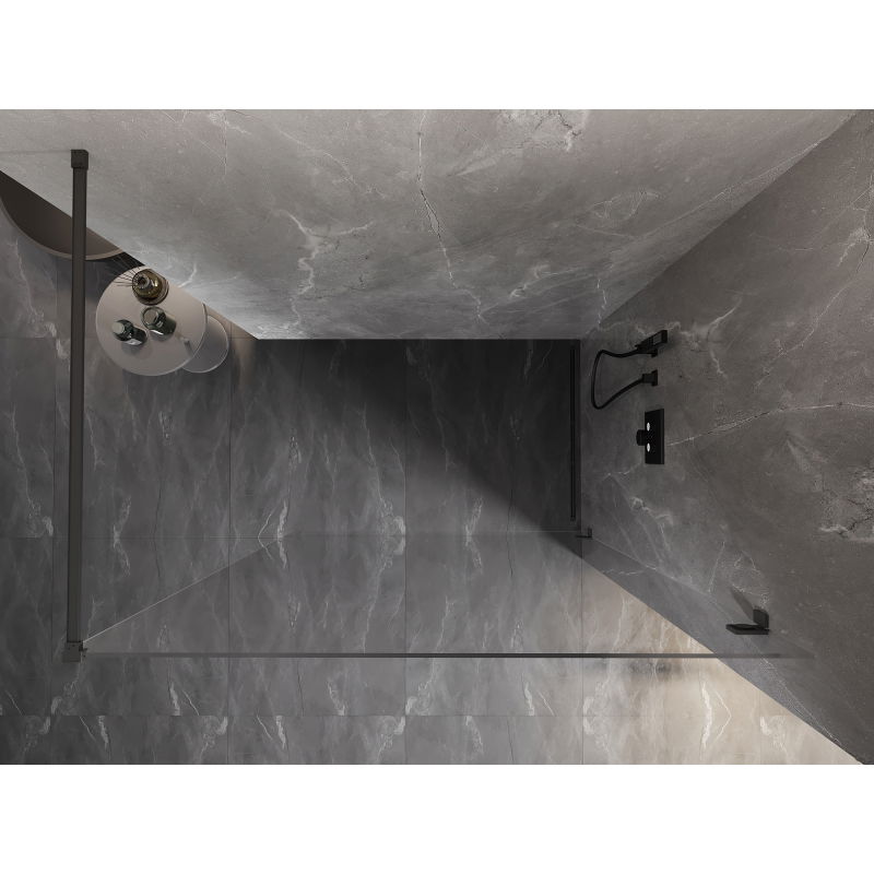Mexen Lunar Walk-in Shower Wall Right 160 x 200 cm, Transparent 8 mm, Gun Metal - 830-160-000-95-00-P