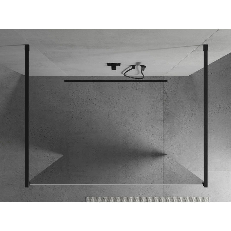 Mexen Kioto freestanding shower wall 120 x 200 cm, mirror 8 mm, black - 800-120-002-70-50