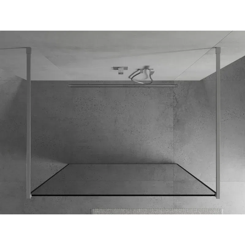 Mexen Kioto Freestanding Shower Wall 130 x 200 cm, Black Frame 8 mm, Chrome - 800-130-002-01-70