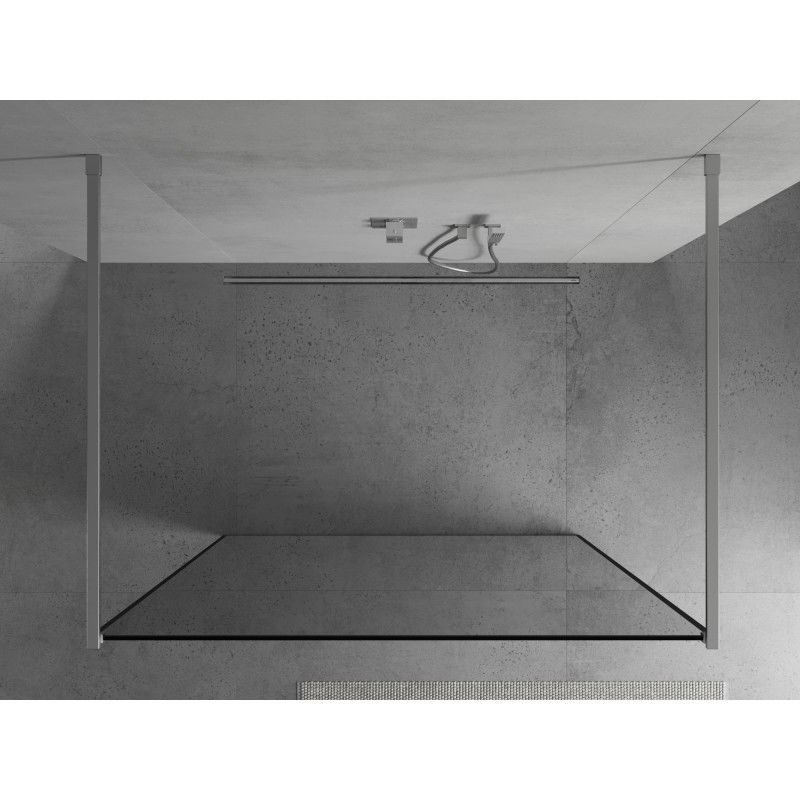 Mexen Kioto freestanding shower wall 140 x 200 cm, black frame 8 mm, chrome - 800-140-002-01-70