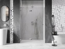 Mexen Lunar Left-Hinged Shower Door 130 cm, Transparent, Chrome - 834-130-000-01-00-L