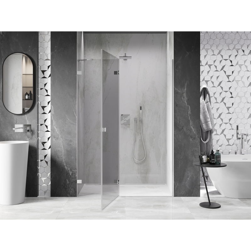 Mexen Lunar Left Hinged Shower Door 135 cm, Transparent, Chrome - 834-135-000-01-00-L