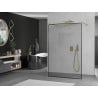 Mexen Kioto freestanding shower wall 140 x 200 cm, black frame 8 mm, gold - 800-140-002-50-70