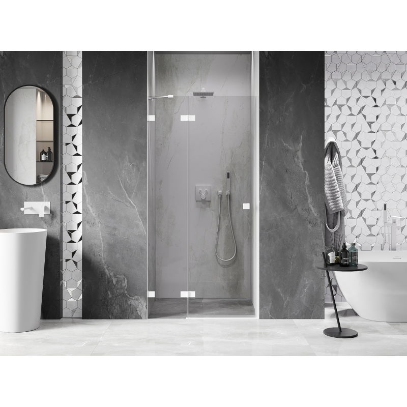 Mexen Lunar Left Hinged Shower Door 105 cm, Transparent, White - 834-105-000-20-00-L