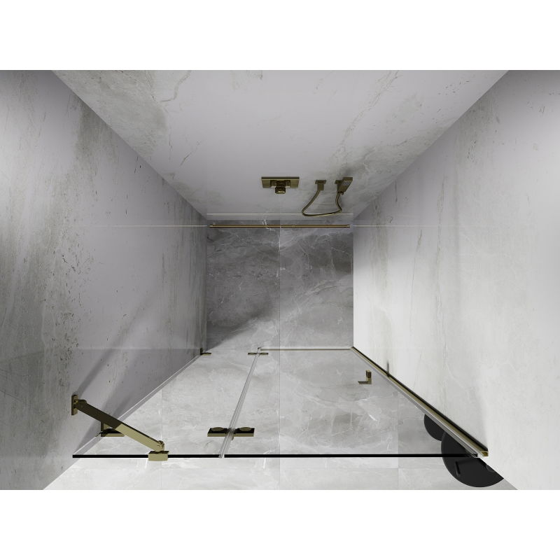 Mexen Lunar left-side hinged shower door 70 cm, transparent, gold - 834-070-000-50-00-L