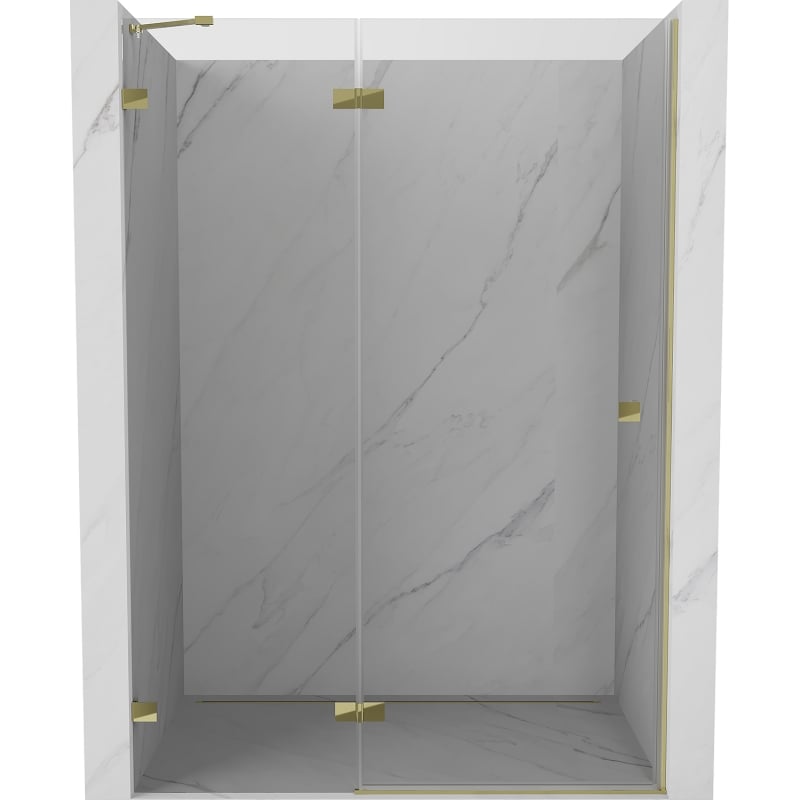 Mexen Lunar left hinged shower door 130 cm, transparent, gold - 834-130-000-50-00-L