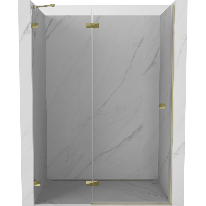 Mexen Lunar 140 cm Left Hinged Shower Door, Transparent, Gold - 834-140-000-50-00-L