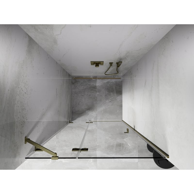 Mexen Lunar Left Swing Shower Door 70 cm, Transparent, Brushed Gold - 834-070-000-55-00-L