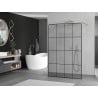 Mexen Kioto freestanding shower panel 140 x 200 cm, black grid 8 mm, chrome - 800-140-002-01-77