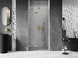 Mexen Lunar left hinged shower door 95 cm, transparent, brushed gold - 834-095-000-55-00-L