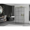 Mexen Kioto freestanding shower wall 110 x 200 cm, black grid 8 mm, gold - 800-110-002-50-77
