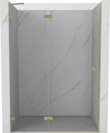 Mexen Lunar Left Hinged Shower Door 130 cm, Transparent, Brushed Gold - 834-130-000-55-00-L