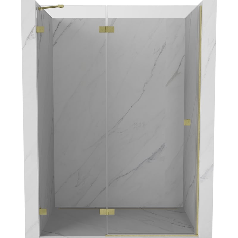 Mexen Lunar left hinged shower door 135 cm, transparent, brushed gold - 834-135-000-55-00-L