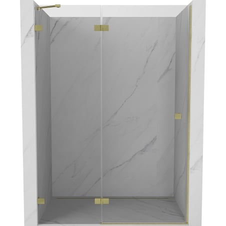 Mexen Lunar left hinged shower door 135 cm, transparent, brushed gold - 834-135-000-55-00-L
