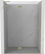 Mexen Lunar left hinged shower door 135 cm, transparent, brushed gold - 834-135-000-55-00-L