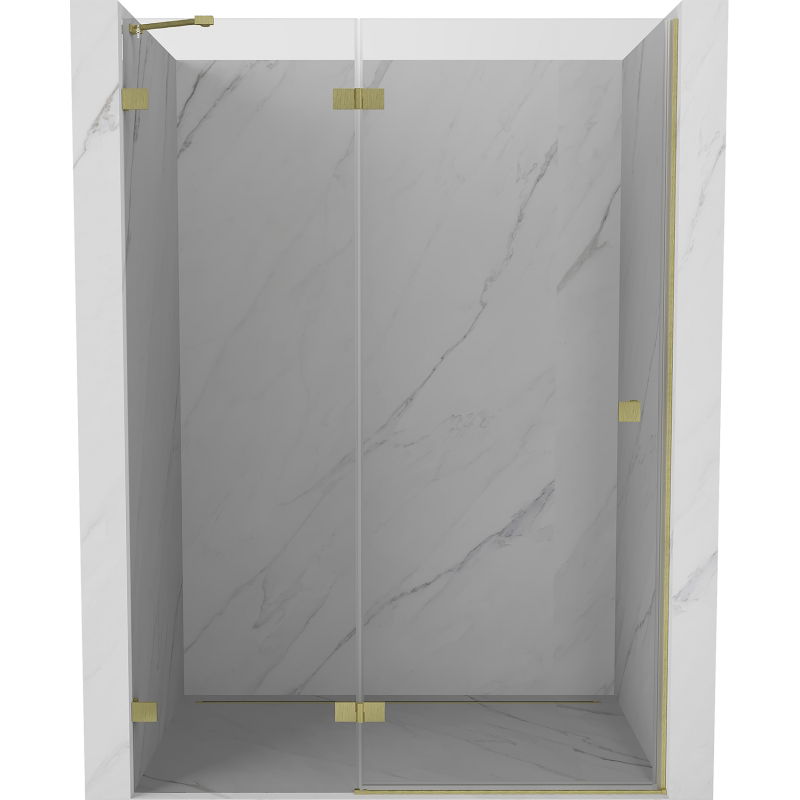 Mexen Lunar shower door hinged left 140 cm, transparent, brushed gold - 834-140-000-55-00-L