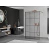 Mexen Kioto freestanding shower wall 100 x 200 cm, black grid 8 mm, rose gold - 800-100-002-60-77