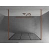 Mexen Kioto freestanding shower wall 100 x 200 cm, black grid 8 mm, rose gold - 800-100-002-60-77