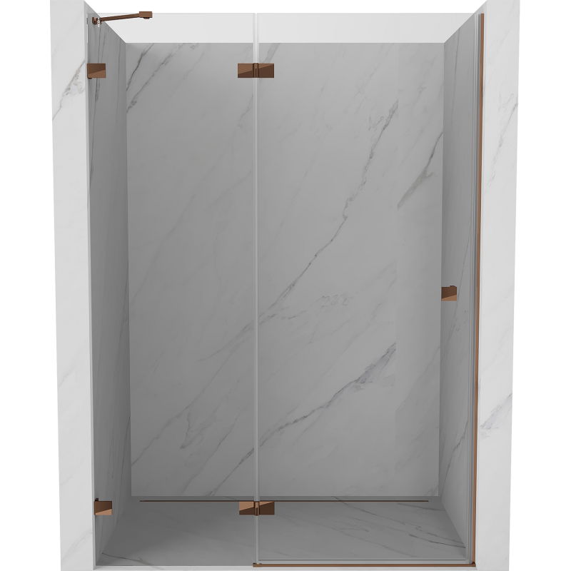 Mexen Lunar left swinging shower door 135 cm, transparent, rose gold - 834-135-000-60-00-L