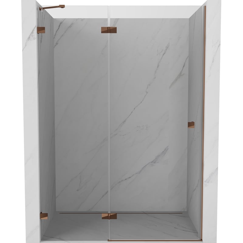 Mexen Lunar left swing shower door 140 cm, transparent, rose gold - 834-140-000-60-00-L