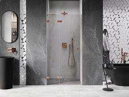 Mexen Lunar left hinged shower door 70 cm, transparent, brushed copper - 834-070-000-65-00-L