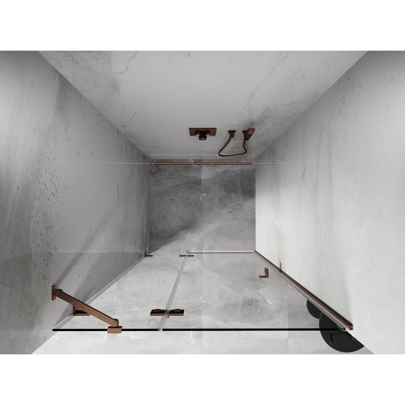 Mexen Lunar left hinged shower door 70 cm, transparent, brushed copper - 834-070-000-65-00-L