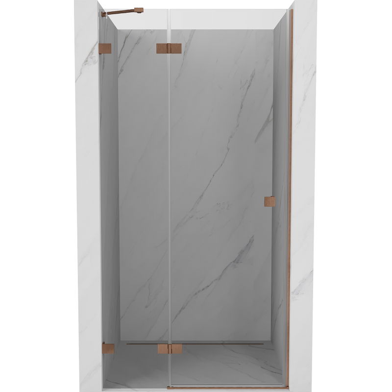 Mexen Lunar left hinged shower door 75 cm, transparent, brushed copper - 834-075-000-65-00-L
