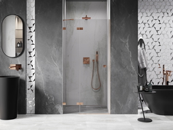 Mexen Lunar left hinged shower door 105 cm, transparent, brushed copper - 834-105-000-65-00-L