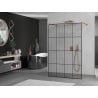 Mexen Kioto freestanding shower wall 130 x 200 cm, black grid 8 mm, rose gold - 800-130-002-60-77