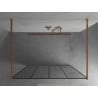 Mexen Kioto freestanding shower wall 130 x 200 cm, black grid 8 mm, rose gold - 800-130-002-60-77