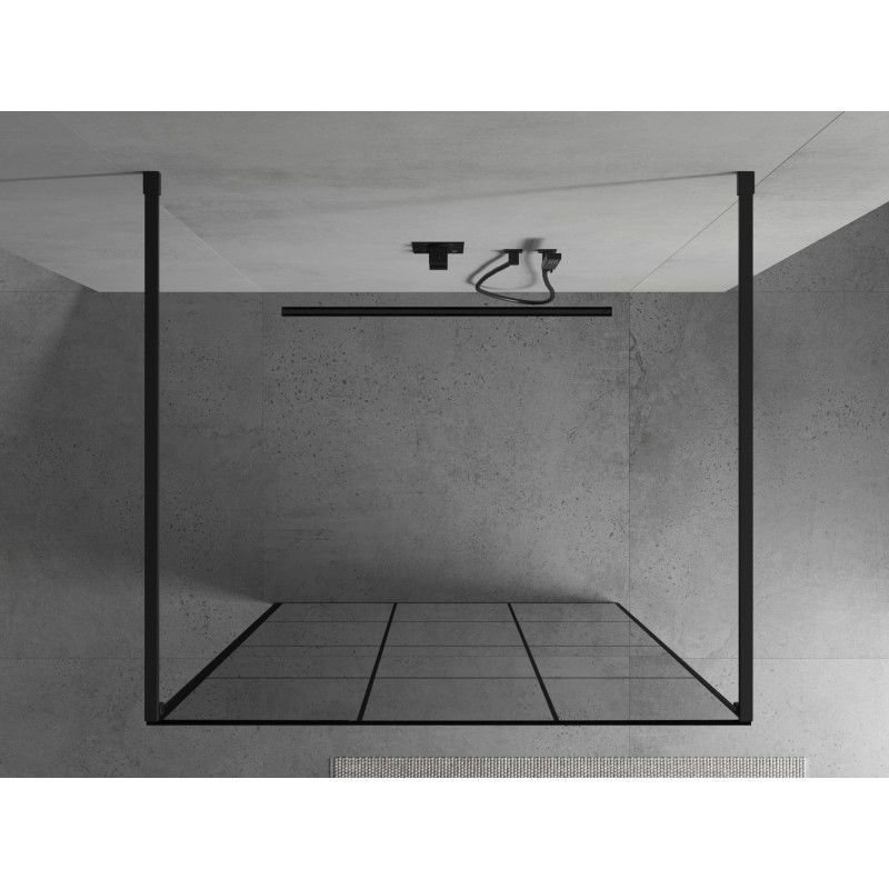 Mexen Kioto freestanding shower wall 100 x 200 cm, black grid 8 mm, black - 800-100-002-70-77