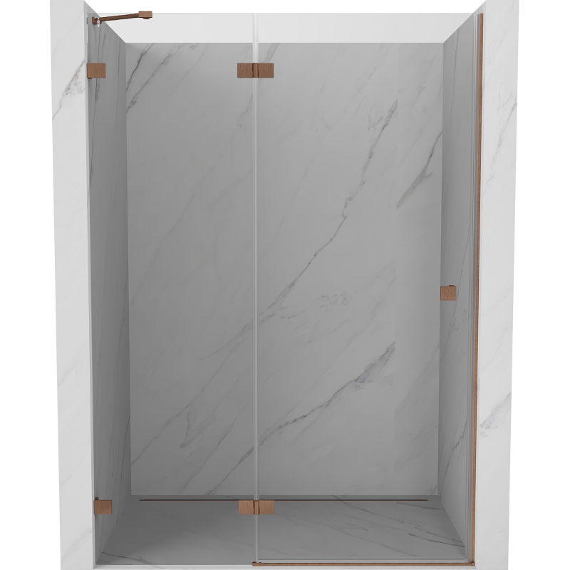 Mexen Lunar left-hinged shower door 130 cm, transparent, brushed copper - 834-130-000-65-00-L