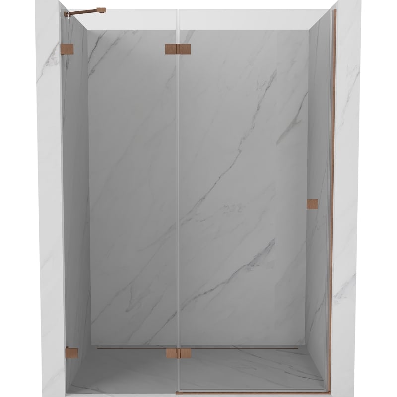 Mexen Lunar left swing shower door 140 cm, transparent, brushed copper - 834-140-000-65-00-L
