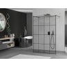 Mexen Kioto freestanding shower wall 140 x 200 cm, black grid 8 mm, black - 800-140-002-70-77